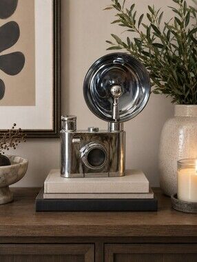 Z Gallerie XL Vintage Camera Sculpture Aluminum Photography Art Modern